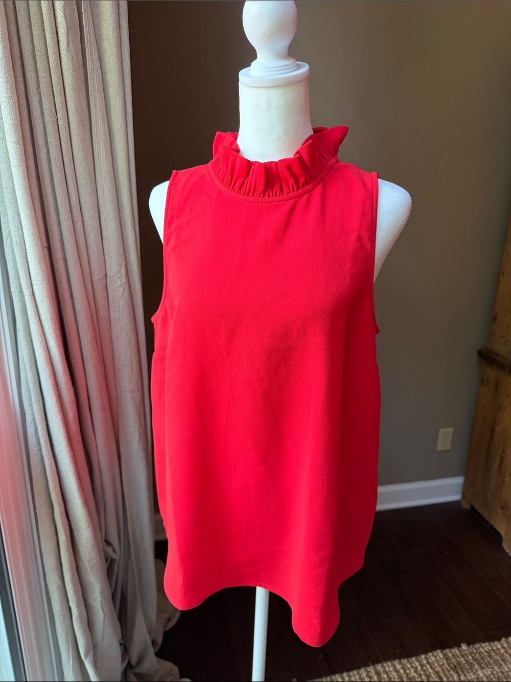 J.Crew Sleeveless Ruffle Mock Neck Top - Red